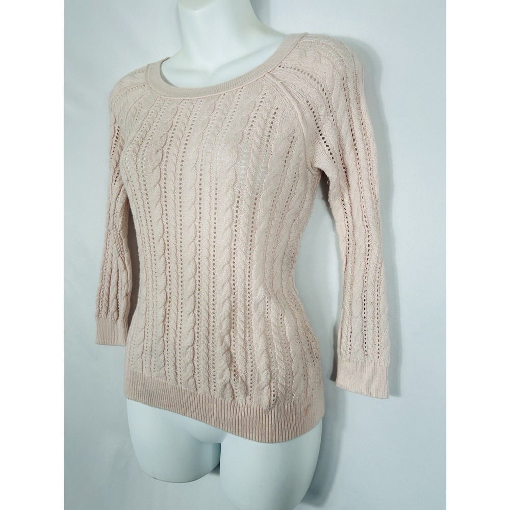 American Eagle 2013 Pink Cable Knit Sweater Knit Top XXS Y2K‎ Preppy Coquette